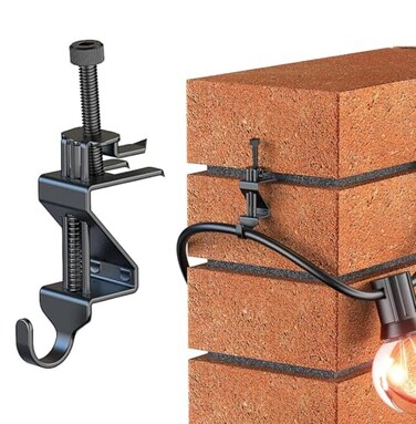 Lewufe Stainless Steel Brick Wall Clips Brick Hooks Clamp Outdoor Heavy Duty 18 to 34 Brick Hook Brick Hangers No Drill 6 Packs
