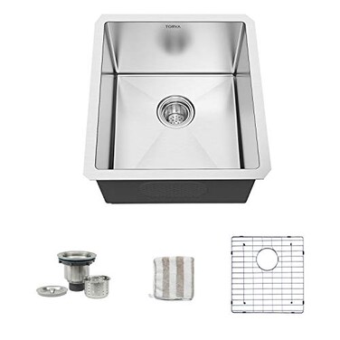 TORVA 13 x 15 Inch Undermount Kitchen Sink Premium 304 Stainless Steel Bar Sink 8 Inches Deep Basin Single Bowl Sink