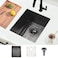 BoomHoze Black Undermount Bar Sink 15 x 17 Inches Small Wet Bar Undermount 16 Gauge SUS304 Single Bowl Outdoor Kitchen Sink