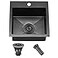 Comllen 15x15 Black Drop In Bar Sink Stainless Steel Small Kitchen Sink Single Bowl Gunmetal Black Sinks for Outdoor Wet Bar Prep RV Yard Office Laundry Utility with Strainer Drain