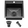Comllen 15x15 Black Drop In Bar Sink Stainless Steel Small Kitchen Sink Single Bowl Gunmetal Black Sinks for Outdoor Wet Bar Prep RV Yard Office Laundry Utility with Strainer Drain