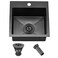 Comllen 15x15 Black Drop In Bar Sink Stainless Steel Small Kitchen Sink Single Bowl Gunmetal Black Sinks for Outdoor Wet Bar Prep RV Yard Office Laundry Utility with Strainer Drain