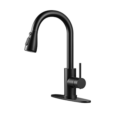 IBOFYY Kitchen Faucet with PullDown Spray Single Handle high arc Commercial Stainless Steel Matte Black Kitchen Sink Faucet with Deck Suitable for bar Laundry RV Farmhouse Matte Black