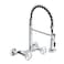 DOLGABA Wall Mount Kitchen Faucet with Pull Down Sprayer 6 Inches Center Two Handles Commercial Kitchen Sink Faucet 2 Functions Sprayer Polished Chrome Utility Sink Faucet
