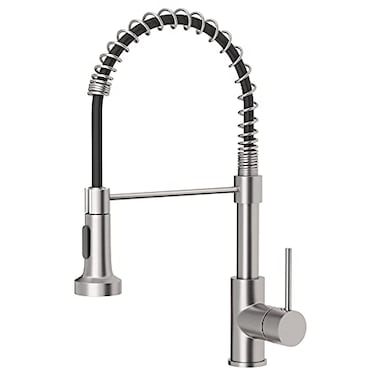 OWOFAN Kitchen Faucet with Pull Down Sprayer Industrial 1 Handle 1 Hole Or 3 Hole Faucet for Farmhouse Camper Laundry Utility Rv Wet Bar Sinks Stainless Steel Brushed Nickel
