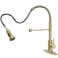 OWOFAN Kitchen Faucet Kitchen Faucets with Pull Down Sprayer Sus304 Stainless Steel Industrial Single Handle One Hole Faucet for Farmhouse Camper Laundry Utility Rv Wet Bar Sinks Bushed Gold 9009J