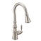 Moen Weymouth Spot Resist Stainless Shepherds Hook Pulldown Kitchen Faucet Featuring Metal Wand with Power Boost S73004SRS