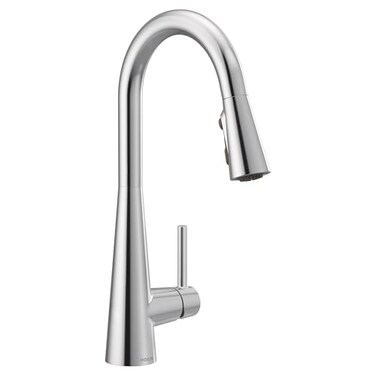 Moen Sleek Chrome Pulldown Kitchen Faucet Featuring Pull Down Sprayer with Power Boost High Arc Modern Kitchen Faucet OneHandle Easy Installation 7864