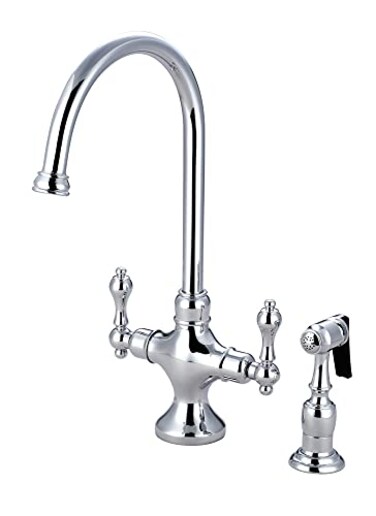 Kingston Brass KS1761ALBS Vintage Classic Kitchen Faucet with Brass Sprayer 778Inch Polished Chrome