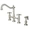Kingston Brass KS1278AXBS Heritage Kitchen Faucet with Brass Sprayer 834 Brushed Nickel