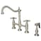 Kingston Brass KS1278AXBS Heritage Kitchen Faucet with Brass Sprayer 834 Brushed Nickel