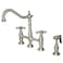 Kingston Brass KS1278AXBS Heritage Kitchen Faucet with Brass Sprayer 834 Brushed Nickel