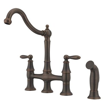 Pfister Courant Kitchen Faucet with Side Sprayer 2Handle High Arc Rustic Bronze Finish F0314COU