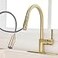 FROPO Gold Kitchen Faucet with Pull Down Sprayer Single Handle Pull Out Kitchen Sink Faucet 1 3 Hole with Deck Plate Low Arc Brushed Gold 360 Swivel Modern Kitchen Faucets for RV Bar Lavatory