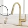 FROPO Gold Kitchen Faucet with Pull Down Sprayer Single Handle Pull Out Kitchen Sink Faucet 1 3 Hole with Deck Plate Low Arc Brushed Gold 360 Swivel Modern Kitchen Faucets for RV Bar Lavatory