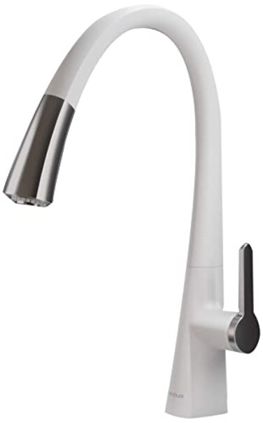 Kraus KPF1673CHWH Nolen Dual Function Pull Faucets for Kitchen Sinks SingleHandle 16 38 Inch Matte WhiteChrome