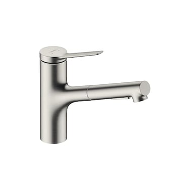 hansgrohe Zesis Stainless Steel SingleHandle Kitchen Faucet Kitchen Faucets with Pull Out Sprayer Faucet for Kitchen Sink Stainless Steel Optic 74810801
