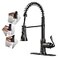 BATHLAVISH Oil Rubbed Bronze Kitchen Sink Faucet with Pull Down Sprayer 3 Spray Modes Solid Brass Commercial Single Handle High Arc Kitchen Sink Faucet for Farmhouse Camper Bar Laundry Room