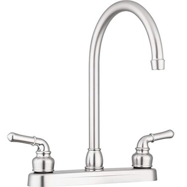 Pacific Bay Lynden Modern High Arc Kitchen Sink Faucet Metallic Plating Over ABS Plastic Brushed Satin Nickel Plating