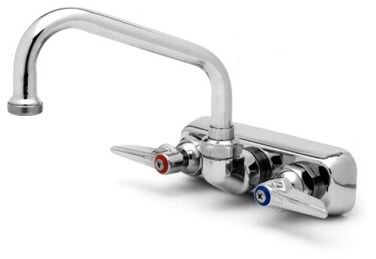 TS Brass TS Brass B1116 Workboard Faucet with Wall Mount 4Inch Centers 8Inch Swing Nozzle and Lever Handles Silver