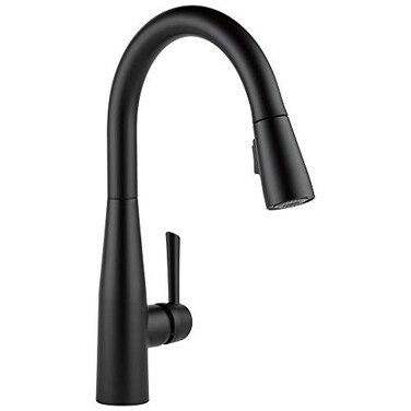 Delta Essa Matte Black Kitchen Faucet with Pull Down Sprayer Modern Single Hole Kitchen Sink Faucet Single Handle Matte Black 9113BLDST