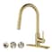 Havin Gold Kitchen Faucet with Pull Down Sprayer High Arc SUS304 Stainless Steel Brushed Gold Finish cUPC Cartridge with10 Deck Plate Fit for 123 Holes KitchenBarLaundry Sinks