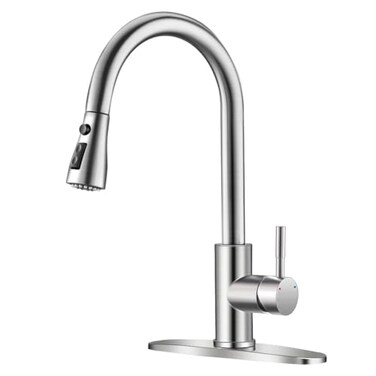 OWOFAN Brushed Nickel Kitchen Faucets with Pull Down Sprayer Kitchen Sink Faucet with Pull Out Sprayer Single Hole Deck Mount Single Handle Stainless Steel Grifos De Cocina 866068SN