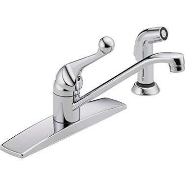 Delta Faucet Classic SingleHandle Kitchen Faucet with Side Sprayer Chrome Kitchen Sink Faucet Kitchen Faucet 3 Hole Chrome 400LFWF