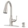 Pfister Rosslyn Kitchen Faucet with Pull Down Sprayer and Soap Dispenser Single Handle High Arc NSF Spot Defense Stainless Steel Finish F5297RSSRGS