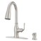 Pfister Rosslyn Kitchen Faucet with Pull Down Sprayer and Soap Dispenser Single Handle High Arc NSF Spot Defense Stainless Steel Finish F5297RSSRGS