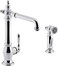 KOHLER Artifacts 2hole kitchen sink faucet with 1312 swing spout and matching finish twofunction sidespray with Sweep and BerrySoft spray Victorian spout design