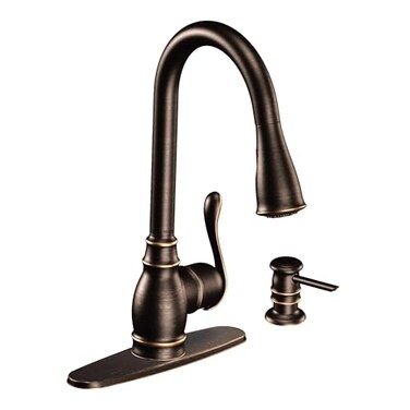 Moen CA87003BRB Single Handle Kitchen Faucet with Pullout Spray from the Anabelle Collection Mediterranean Bronze