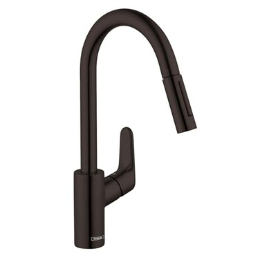 hansgrohe Focus Black High Arc Kitchen Faucet Kitchen Faucets with Pull Down Sprayer Faucet for Kitchen Sink Magnetic Docking Spray Head Matte Black 04505670 175