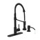 Casavilla Kitchen Faucet Set Black Kitchen Sink Faucets with Pull Down Sprayer and Soap Dispenser Single Handle Stainless Steel Faucets for Kitchen Sinks Farmhouse RV Faucet with Deck Plate