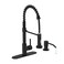 Casavilla Kitchen Faucet Set Black Kitchen Sink Faucets with Pull Down Sprayer and Soap Dispenser Single Handle Stainless Steel Faucets for Kitchen Sinks Farmhouse RV Faucet with Deck Plate