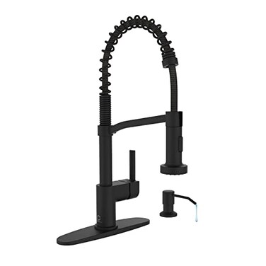 Casavilla Black Kitchen Faucet Soap Dispenser Faucet for Kitchen Sink Kitchen Sink Faucet with Deck Plate Kitchen Faucet with Pull Down Sprayer and Dual Function Spray Head