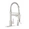 Casavilla Kitchen Faucet with Soap DispenserSingle Handle Faucet for Camper Farmhouse RV Kitchen SinkSpring Kitchen Sink Faucets with Pull Down Sprayer and Deck PlateDual Function Spray HeadBrushed Ni