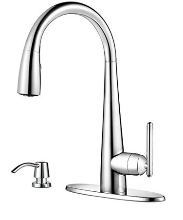 Pfister GT529SMC Lita Single Handle PullDown Kitchen Faucet with Soap Dispenser Chrome