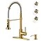 ARCORA Kitchen Sink Faucet with Soap Dispenser Brushed Gold Kitchen Faucets with Pull Down Sprayer Stainless Steel Single Handle Kitchen Faucet with Deck Plate for Farmhouse RV Laundry