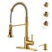 ARCORA Kitchen Sink Faucet with Soap Dispenser Brushed Gold Kitchen Faucets with Pull Down Sprayer Stainless Steel Single Handle Kitchen Faucet with Deck Plate for Farmhouse RV Laundry