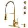 ARCORA Kitchen Sink Faucet with Soap Dispenser Brushed Gold Kitchen Faucets with Pull Down Sprayer Stainless Steel Single Handle Kitchen Faucet with Deck Plate for Farmhouse RV Laundry