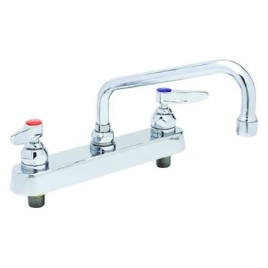 TS Brass TS Brass TS Brass B1123 Workboard Faucet Deck Mount 8 Centers 12 Swing Nozzle Lever Handles silver