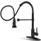 OWOFAN Kitchen Faucet with Pull Down Sprayer Commercial Spring Single Handle High Arc Kitchen Sink Faucet 360 Swivel Black Fits 1 or 3 Hole Farmhouse Modern Style 9009R