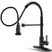 OWOFAN Kitchen Faucet with Pull Down Sprayer Commercial Spring Single Handle High Arc Kitchen Sink Faucet 360 Swivel Black Fits 1 or 3 Hole Farmhouse Modern Style 9009R