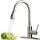 Ufaucet Kitchen Faucets with Pull Down Sprayer Brushed Nickel High Arc RV Laundry Bar Commercial Sink Faucet 1 or 3 Hole Stainless Steel Single Handle Faucets for Kitchen Sink with Deck Plate