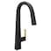 Moen Nio Matte Black OneHandle Pulldown Kitchen Faucet with Power Clean Accent Handle Included for Customizing S75005BL