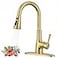 WEWE Vintage Kitchen Faucet with Pull Down Sprayer Stainless Steel 1 or 3 Hole High Arc Single Handle Antique Sink Faucet for Classic Modern Ktichen Gold Bar Prep Sinks