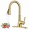WEWE Vintage Kitchen Faucet with Pull Down Sprayer Stainless Steel 1 or 3 Hole High Arc Single Handle Antique Sink Faucet for Classic Modern Ktichen Gold Bar Prep Sinks