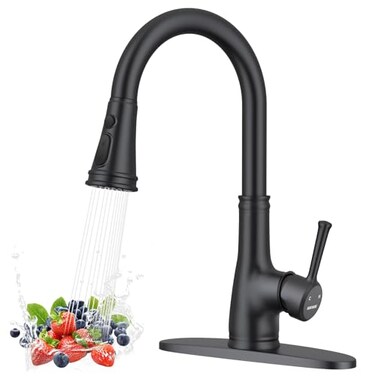 WEWE Vintage Kitchen Faucet with Pull Down Sprayer Stainless Steel 1 or 3 Hole High Arc Single Handle Antique Sink Faucet for Classic Modern Ktichen Matte Black Bar Prep Sinks