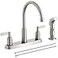 RAINMAX Kitchen Faucet with Sprayer Brushed Nickel Stainless Steel Kitchen Sink Faucet with Side Sprayer 3 Hole or 4 Hole Faucet for Kitchen Sink Commercial RV Laundry Utility Kitchen Faucet KMF023L1